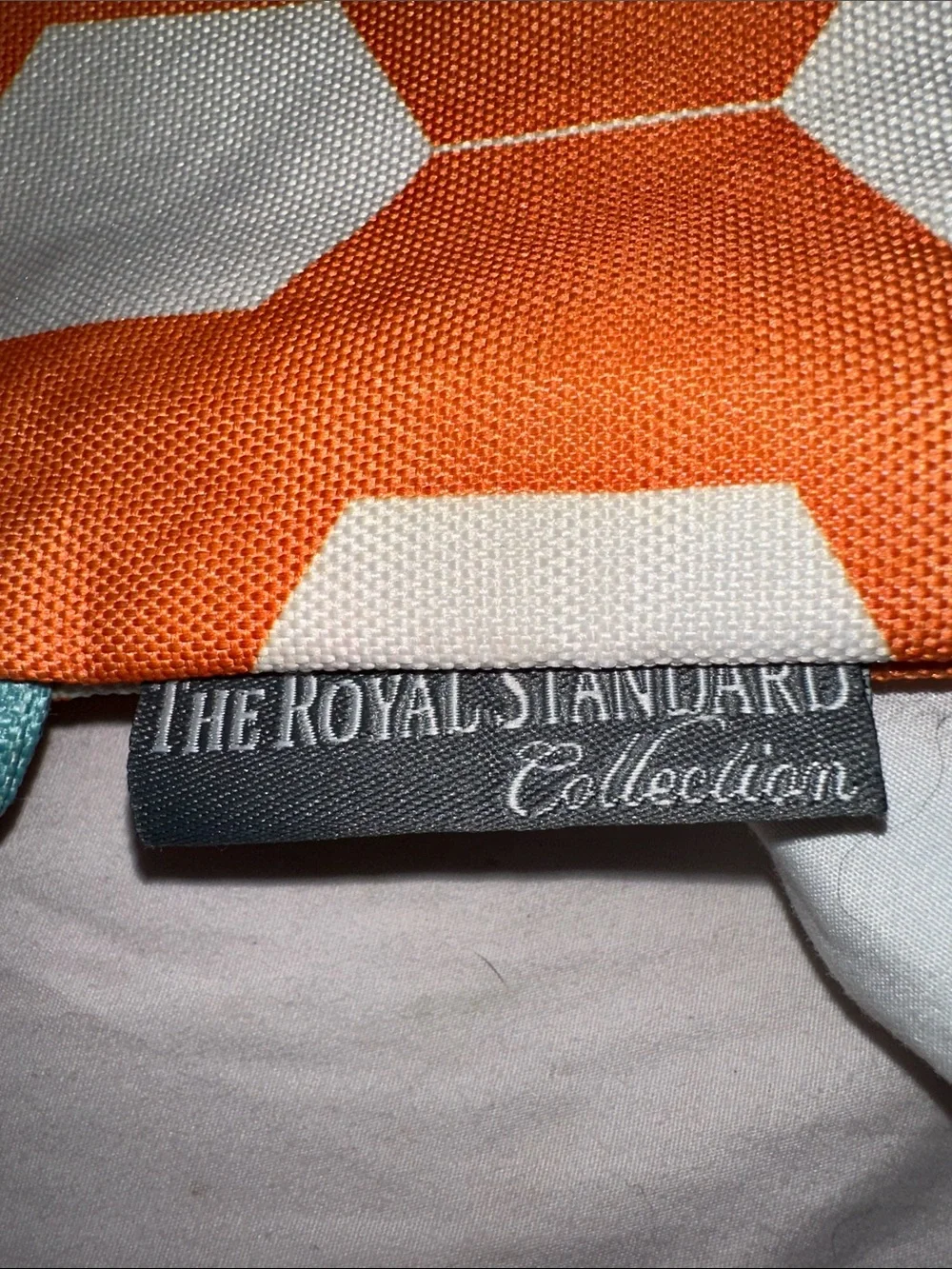 The royal standard Orange Geometric Cosmetic Bag turquoise zipper strap new